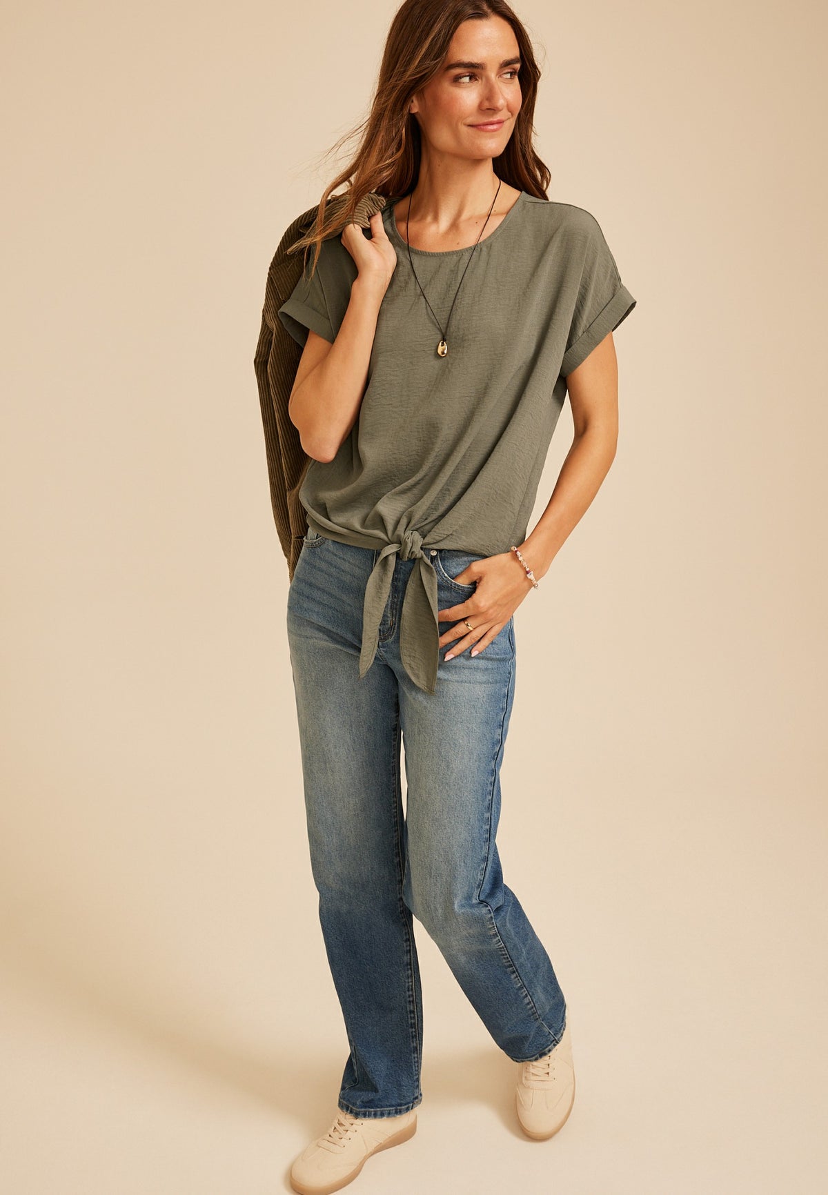 Maurices Knot Hem Short Sleeve Blouse