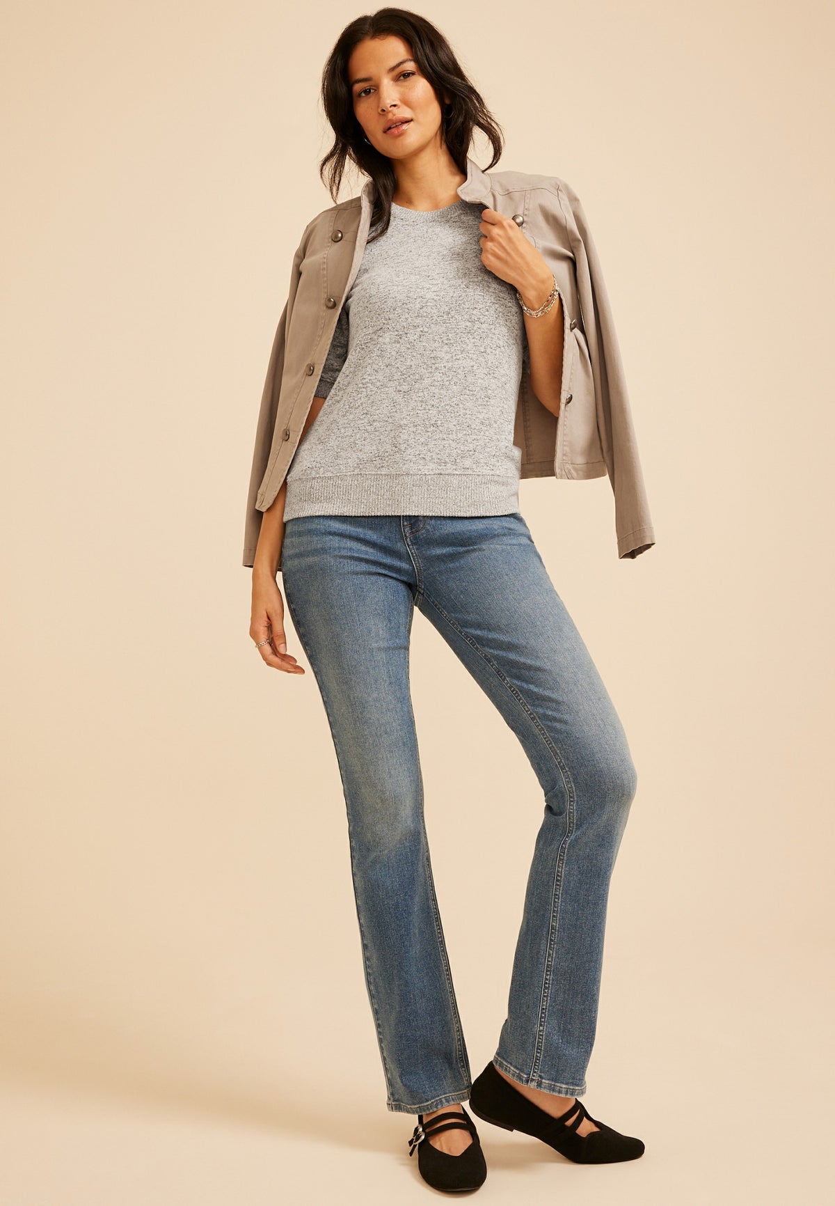 Maurices Heathered Hacci Puff Sleeve Top