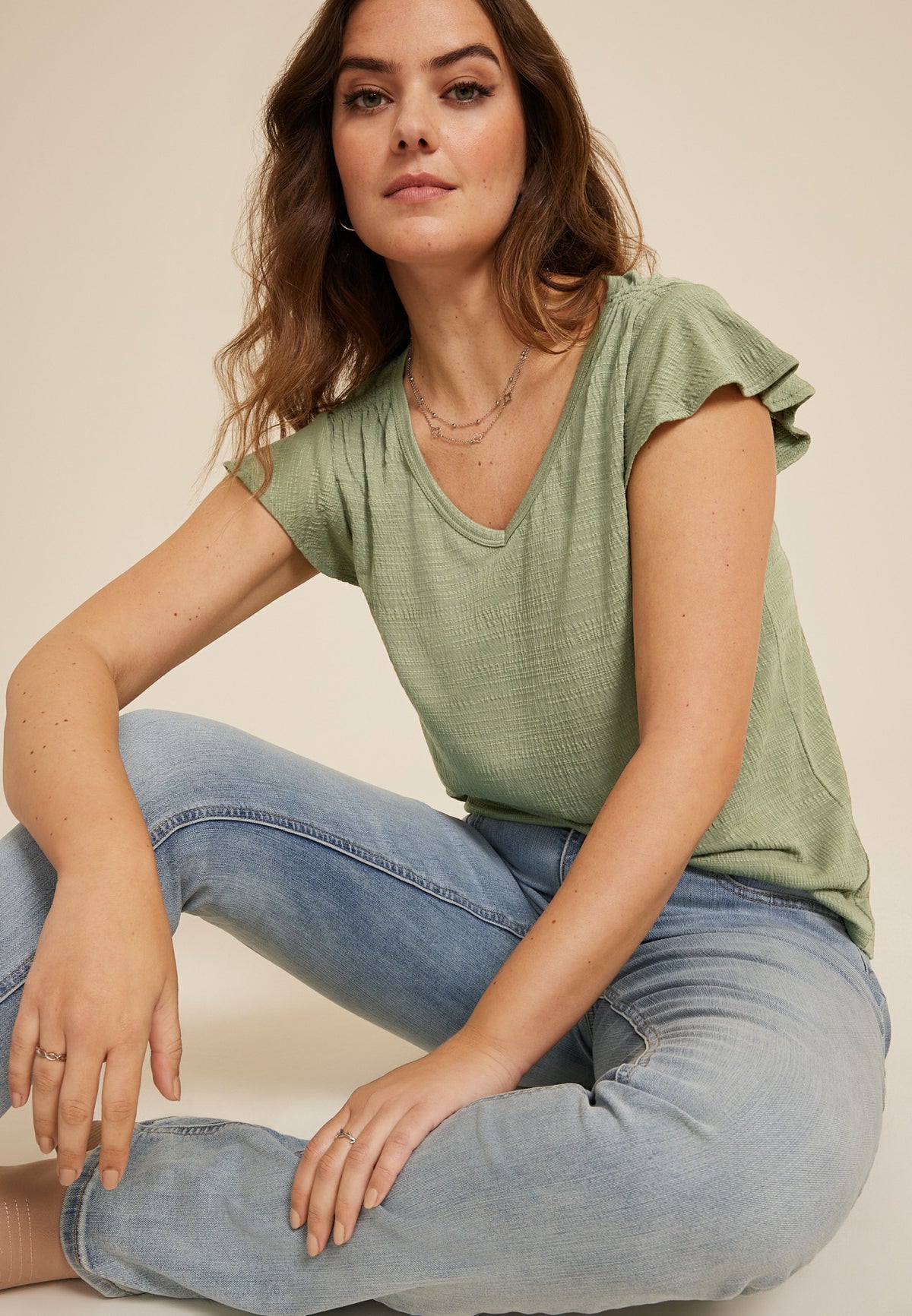 Maurices Textured Flutter Sleeve Tee
