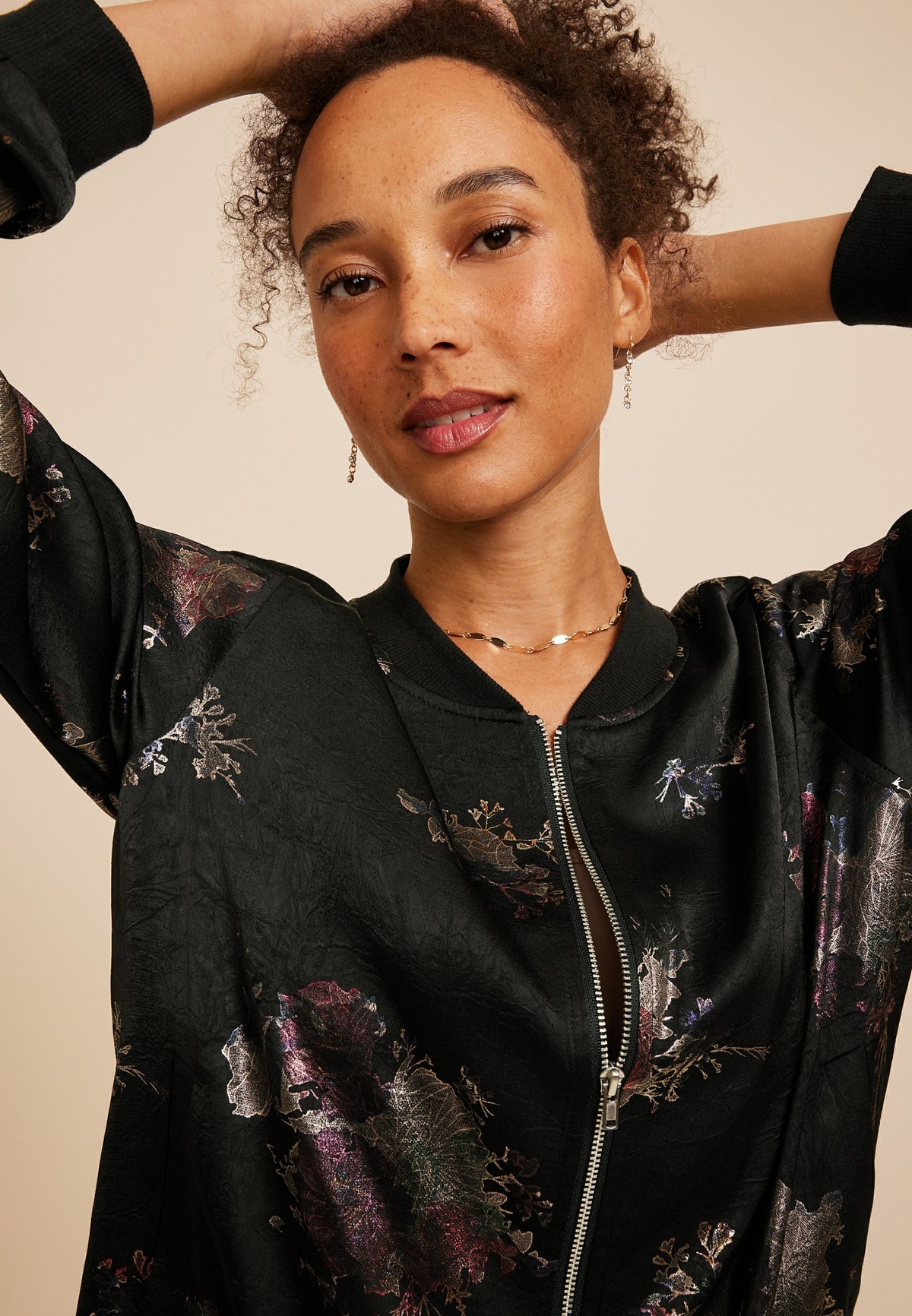 Maurices Studio Y Foil Floral Bomber Jacket