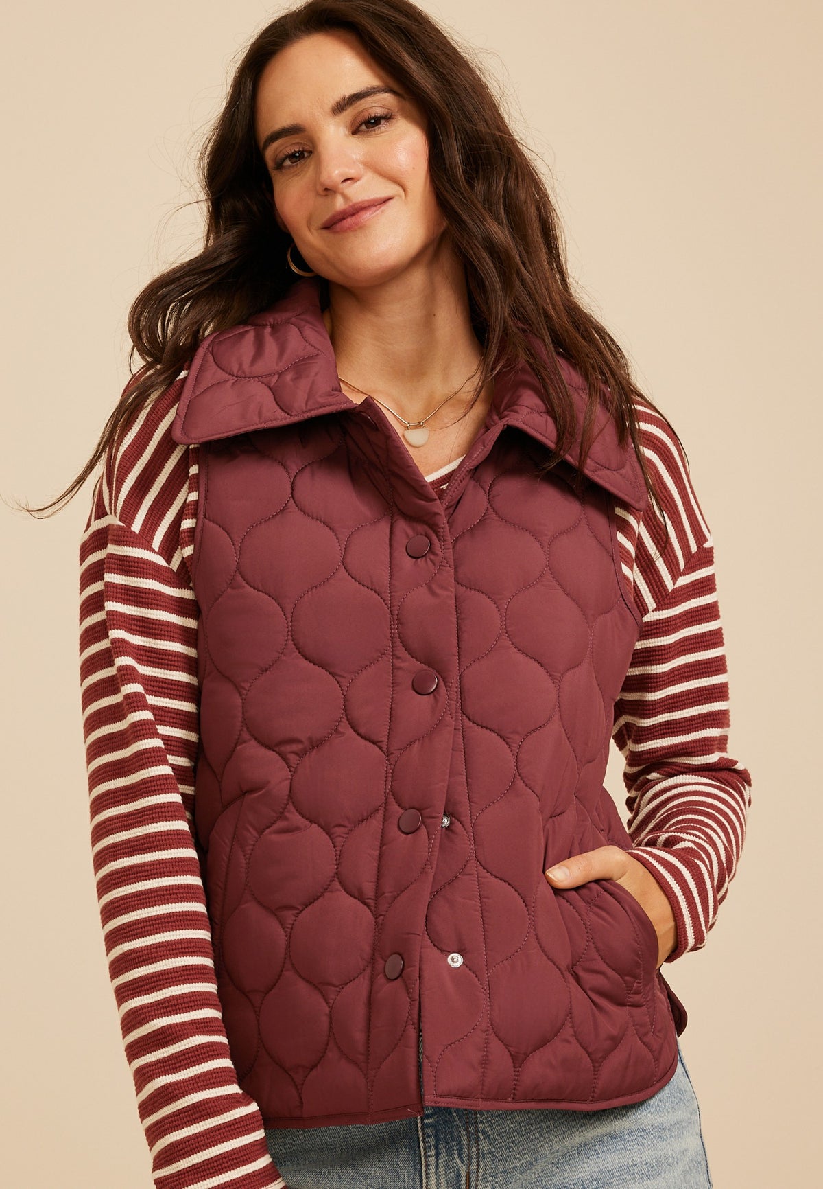 Maurices Quilted Snap Front Athleisure Vest