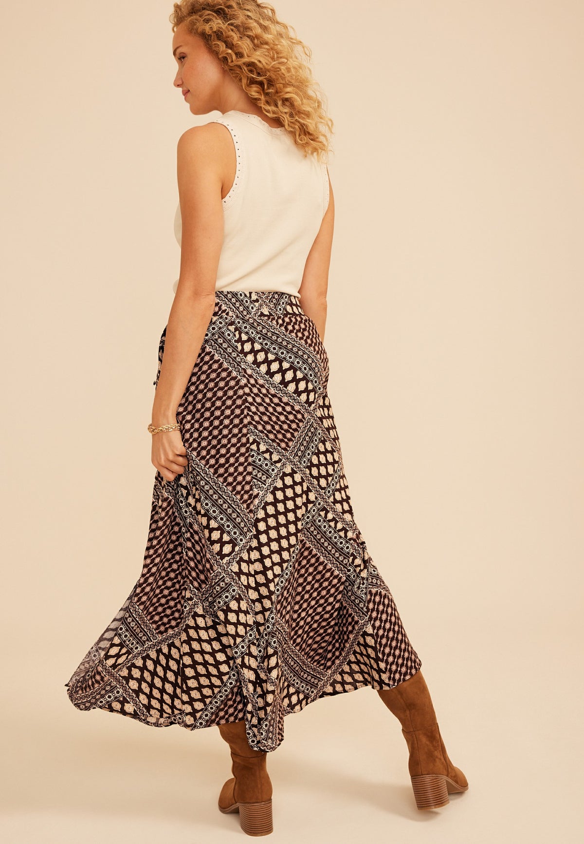 Maurices Floral Crinkle Gauze Side Button Slit Maxi Skirt