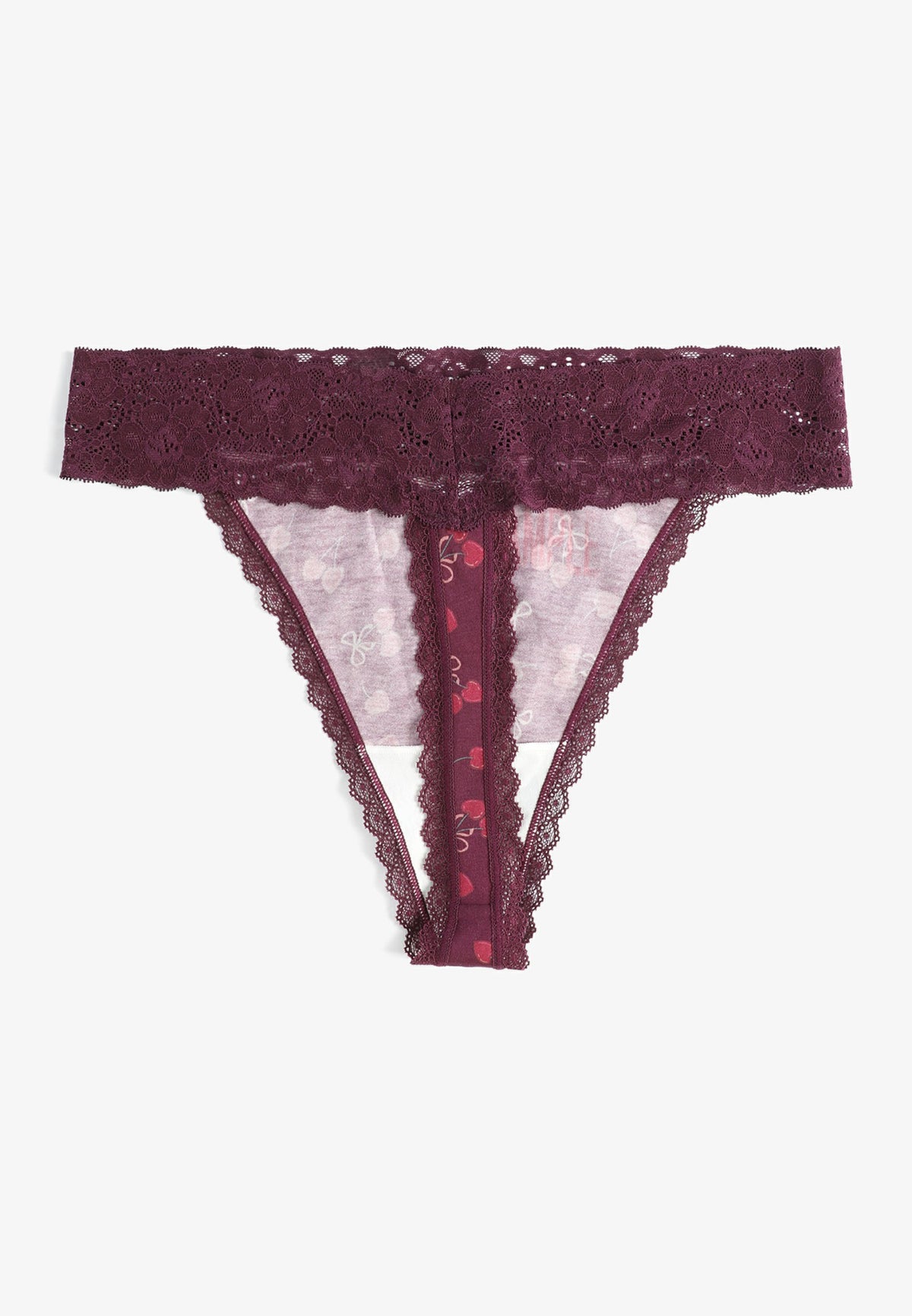 Maurices Simply Comfy Cotton Cherry Print Thong Panty