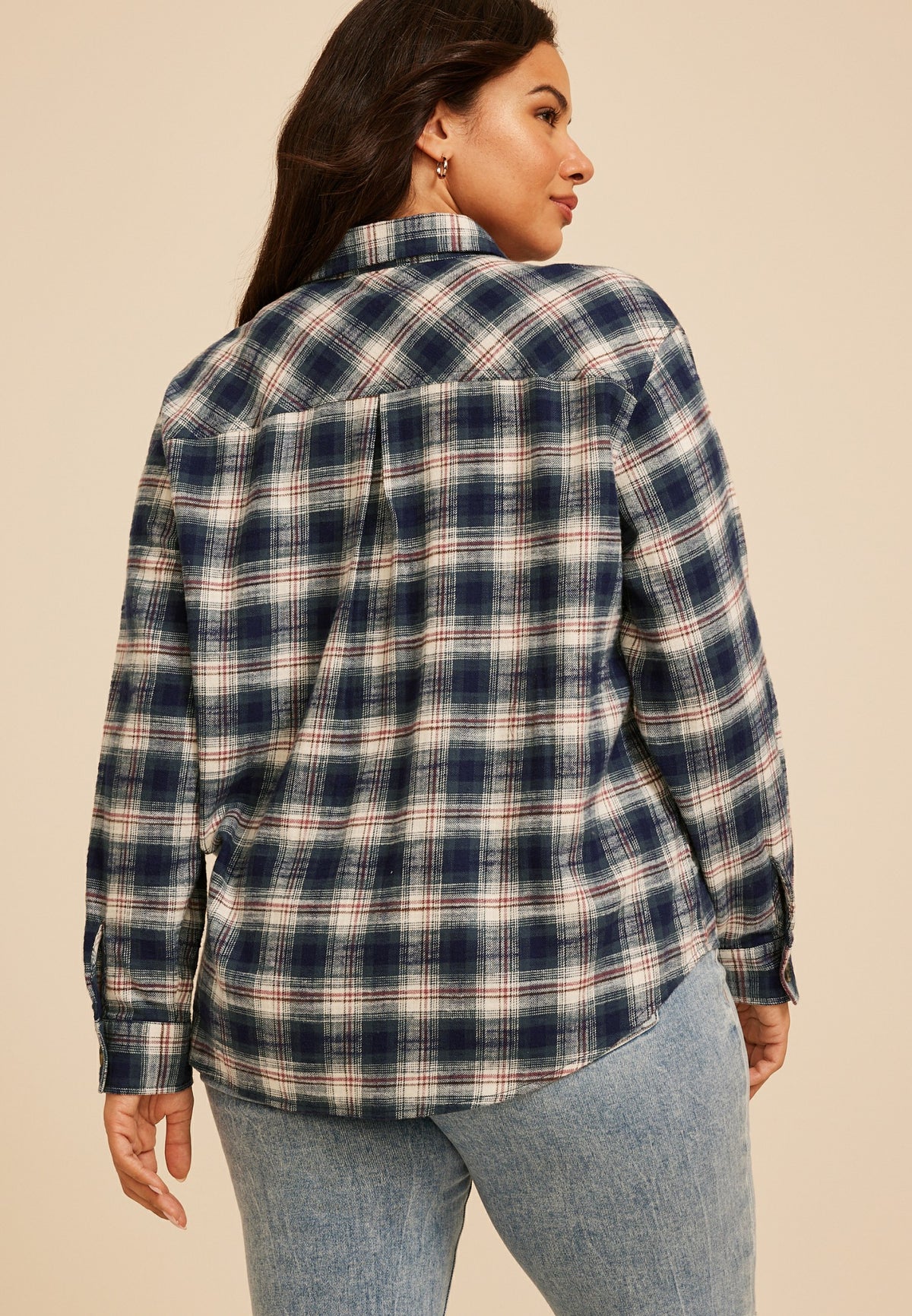 Maurices Plus Size Plaid Utility Button Down Shirt