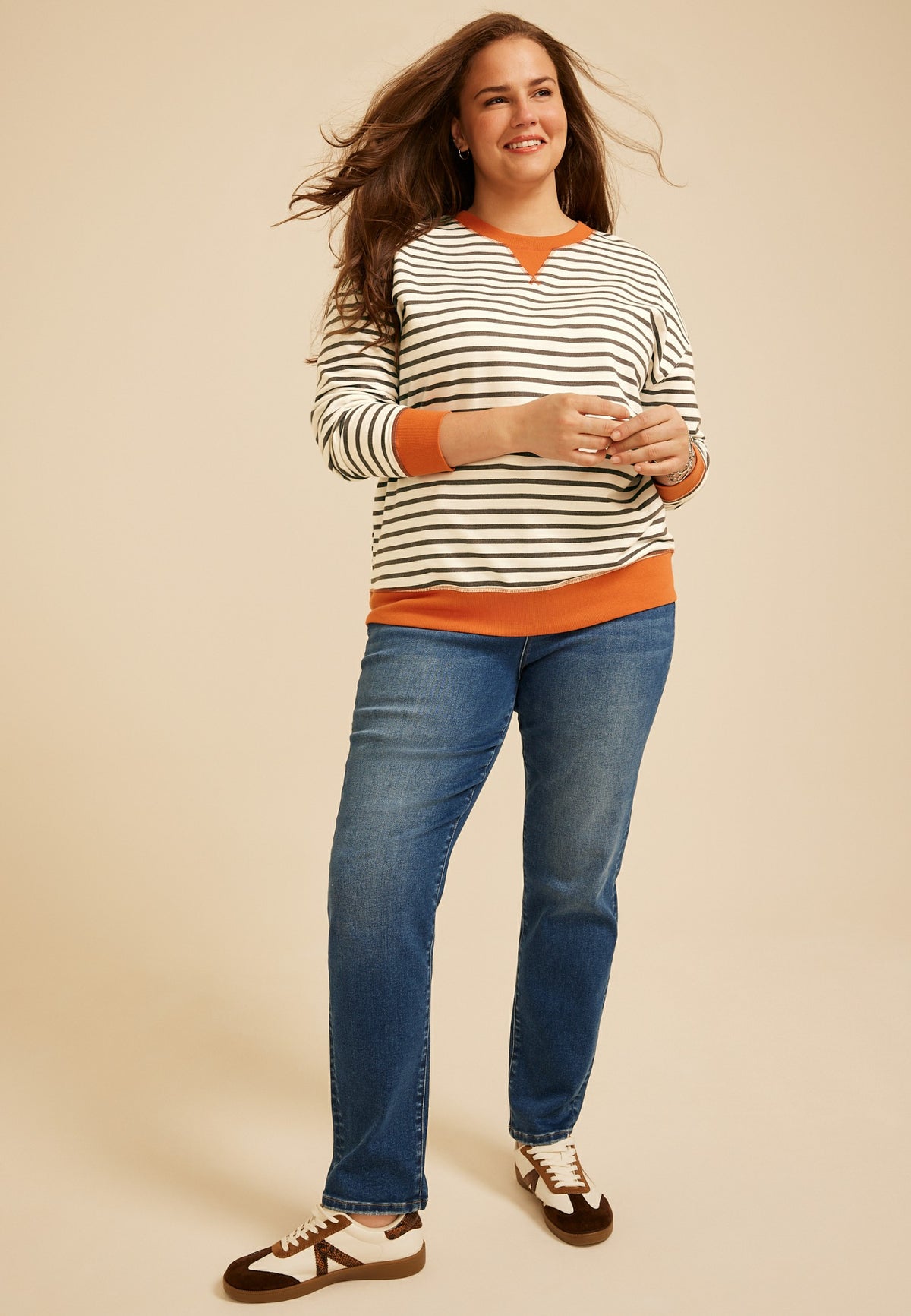 Maurices Plus Size Game Day Striped Sweatshirt
