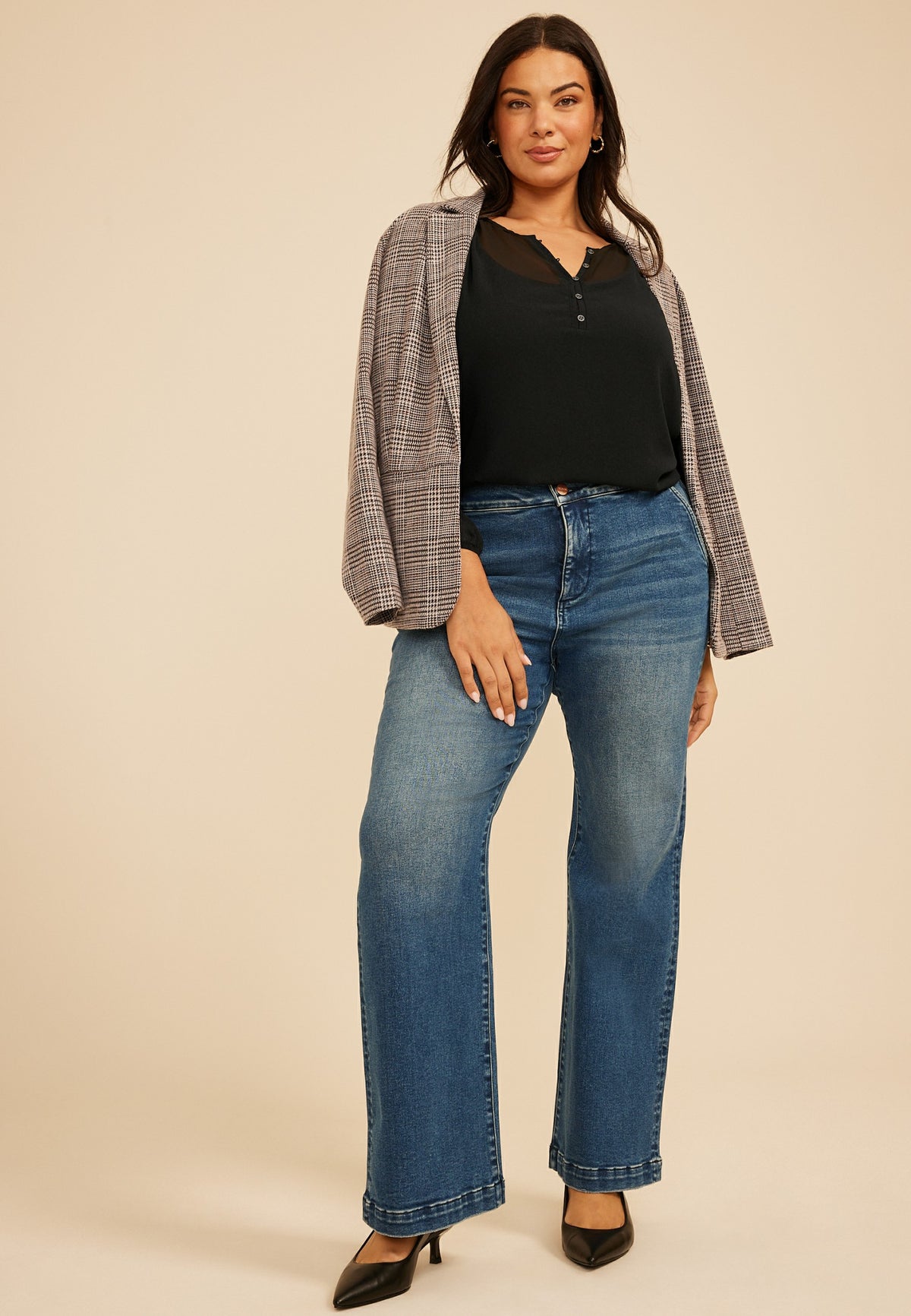 Maurices Plus Size Sheer Chiffon Henley Blouse