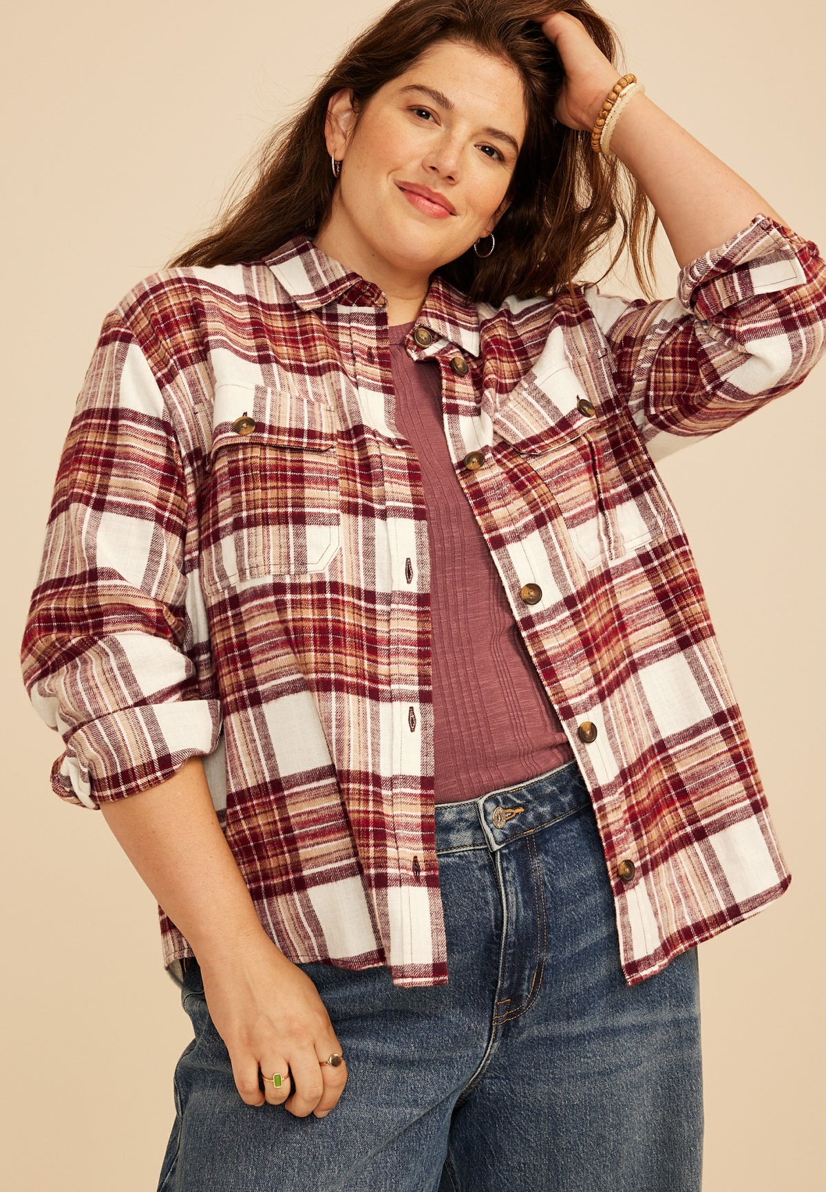 Maurices Plus Size Plaid Utility Button Down Shirt