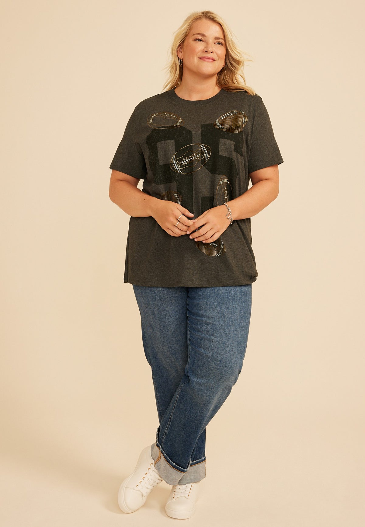 Maurices Plus Size Football Oversized Fit Graphic Tee