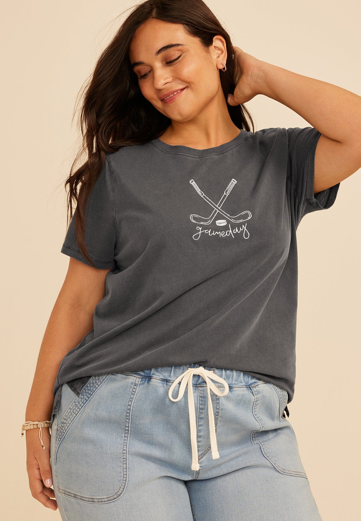 Maurices Plus Size Game Day Embroidered Hockey Classic Fit Graphic Tee