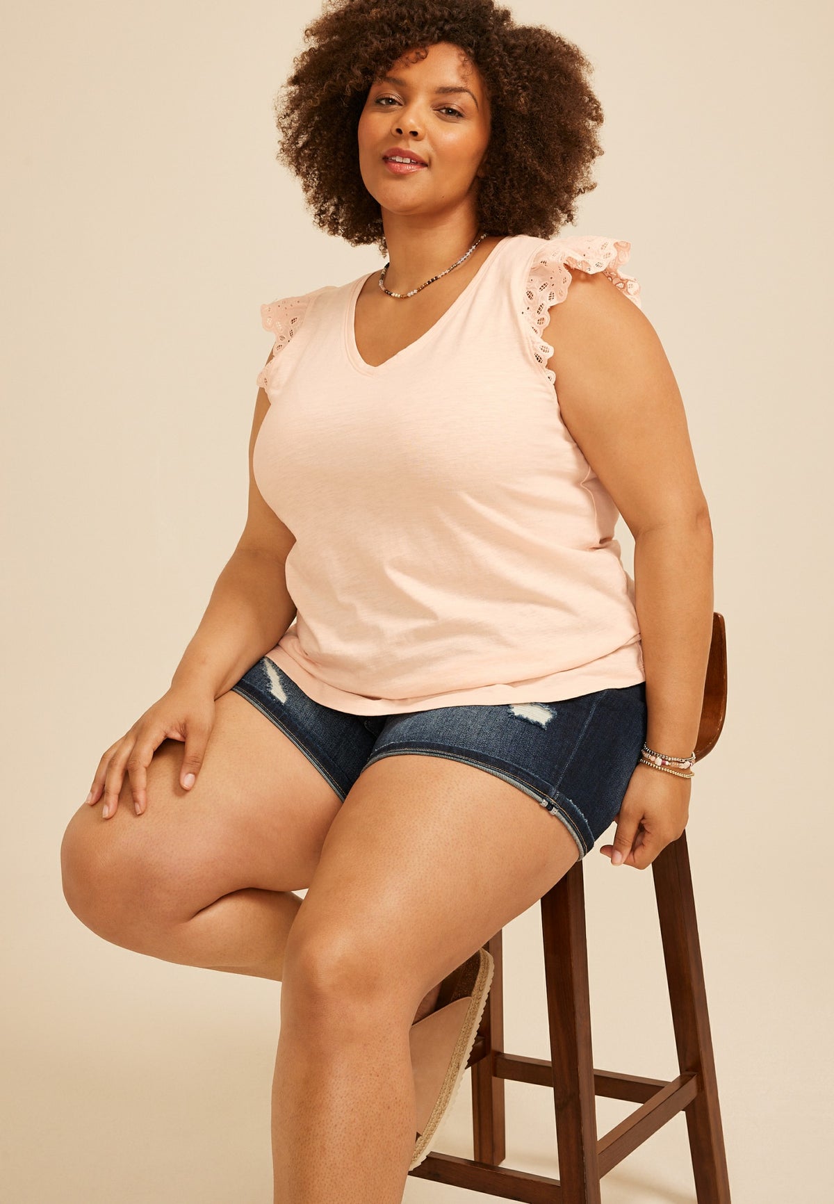Maurices Plus Size Eyelet Flutter Sleeve Tee