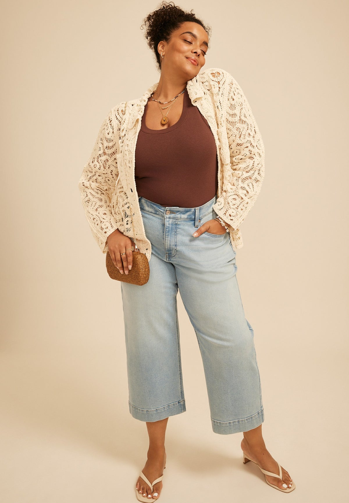 Maurices Plus Size Crochet Lace Shacket