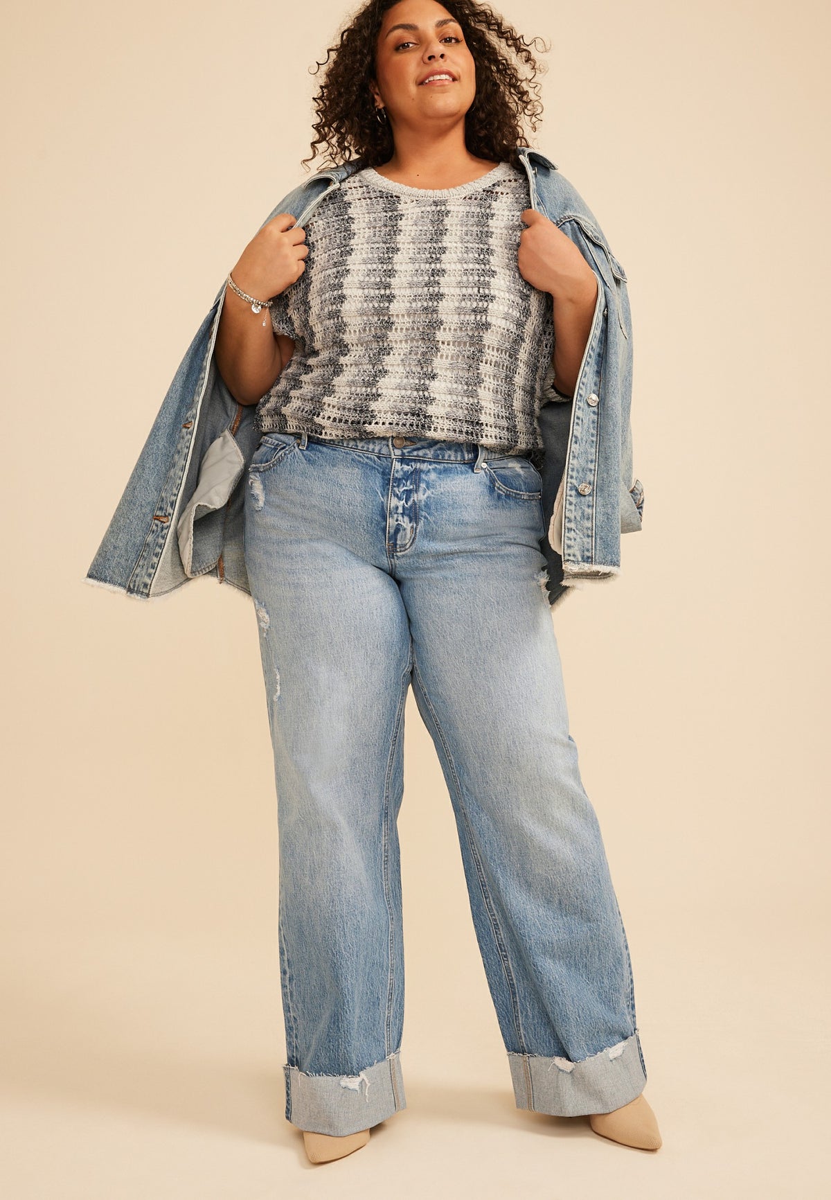Maurices Plus Size KanCan™ Mid Rise Raw Cuffed Hem Wide Leg Jean