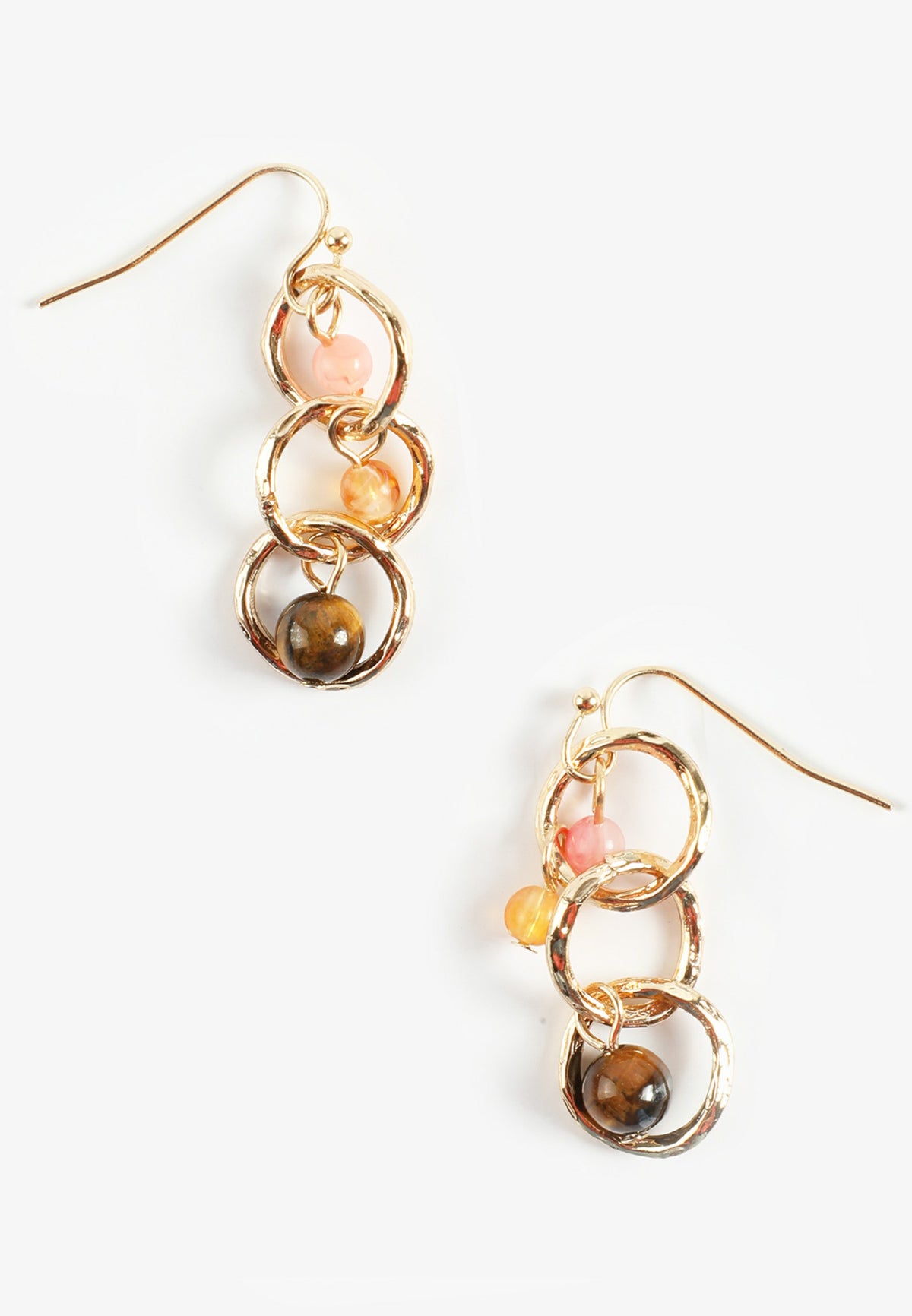 Maurices Gold Circle Link Triple Bead Drop Earrings