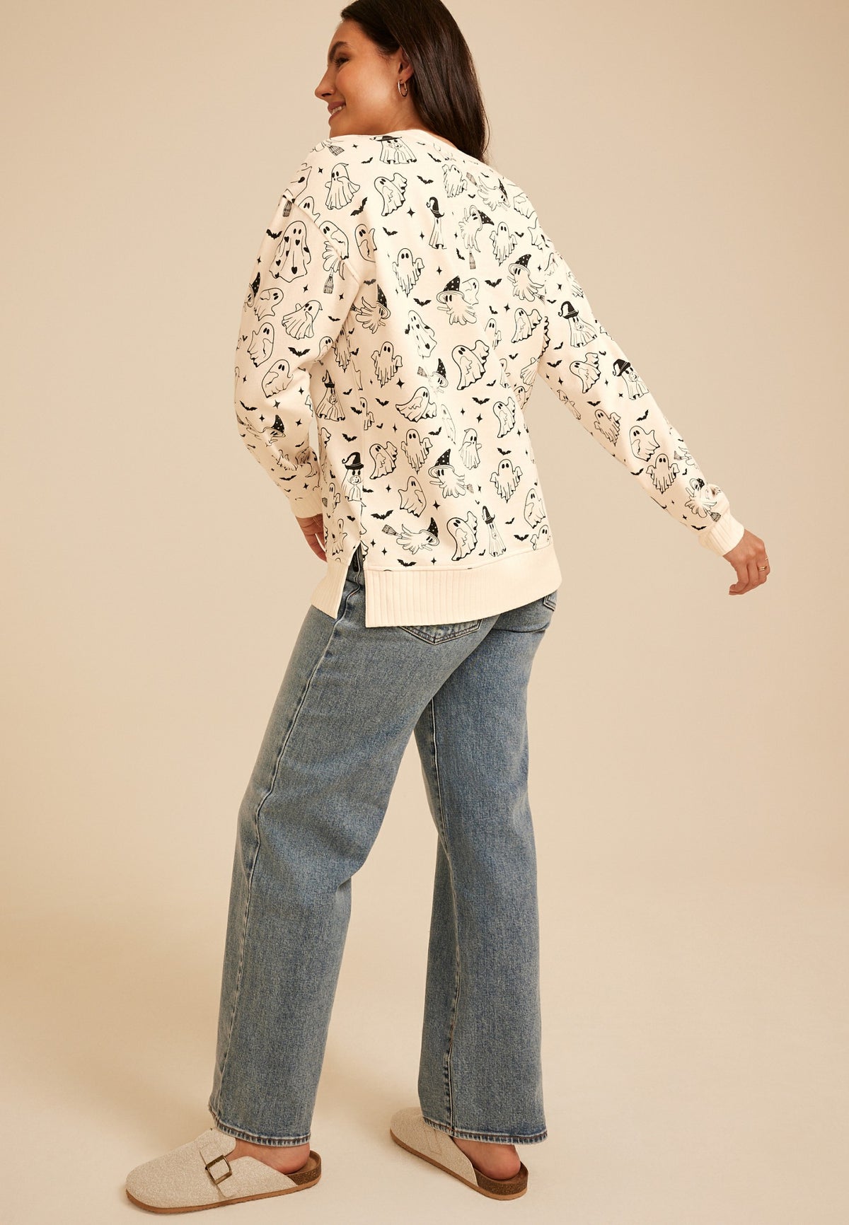 Maurices Willowsoft Halloween Ghost Print Sweatshirt