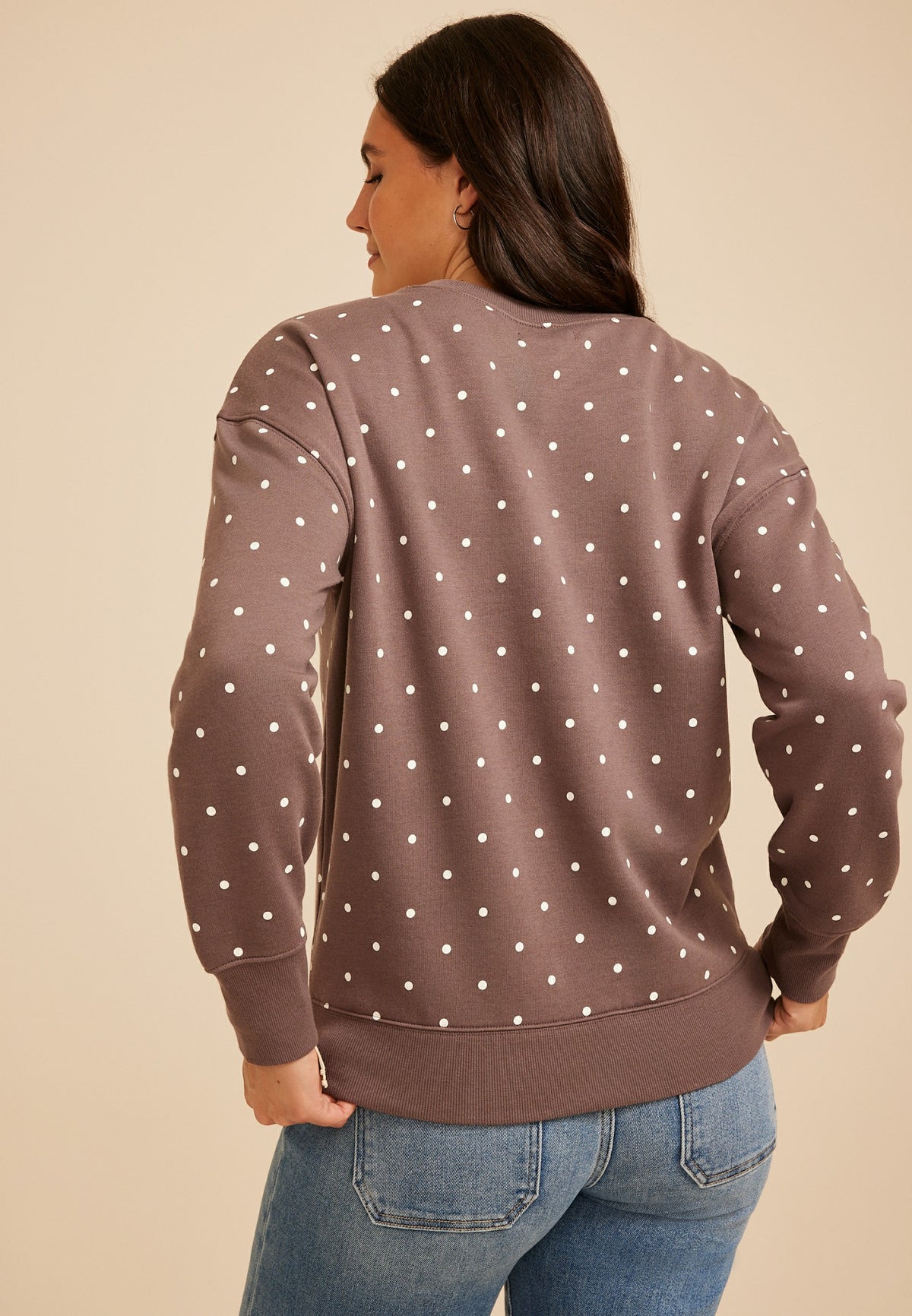 Maurices Polka Dot Crew Neck Sweatshirt