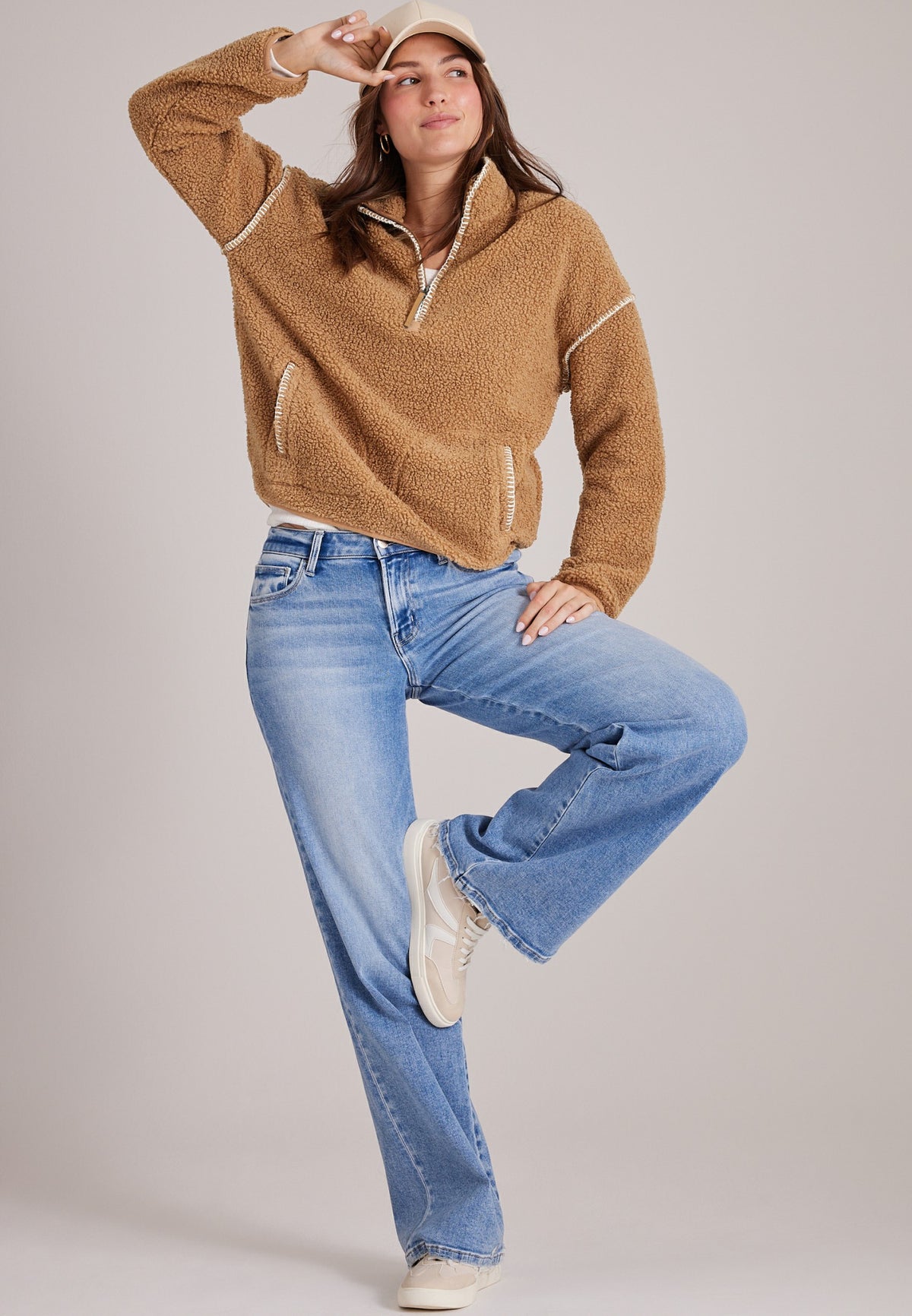 Maurices Whipstitch Sherpa Half Zip Pullover