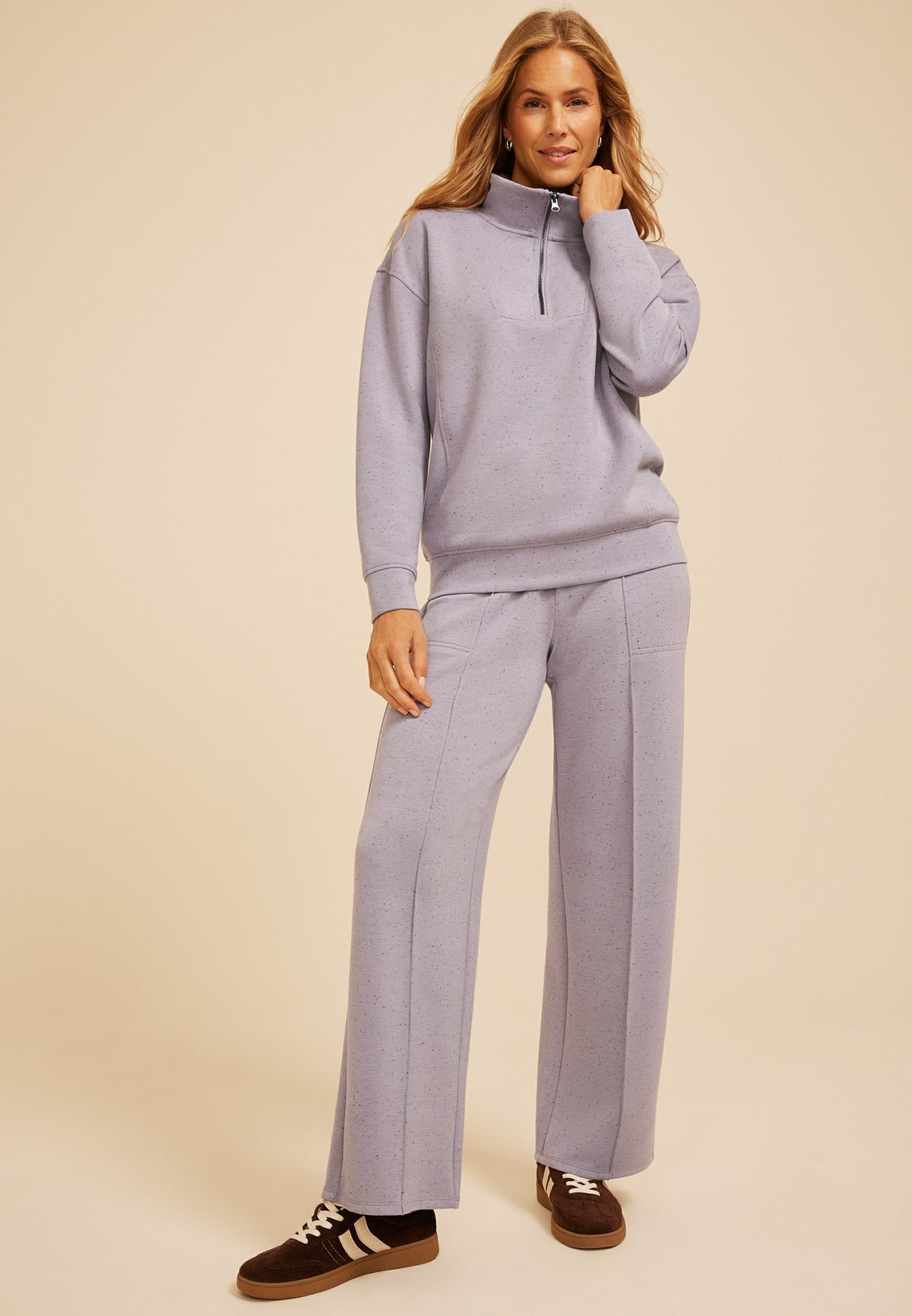 Maurices Speckled Cloud Scuba Knit Half Zip Sweatshirt