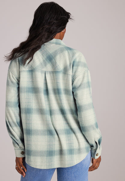 Maurices Knit Jacquard Plaid Button Front Shirt