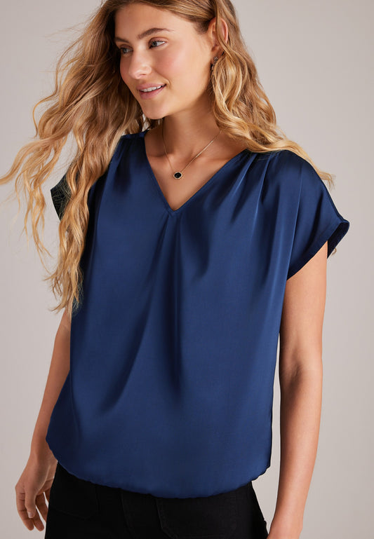 Maurices Satin Dolman Short Sleeve Blouse