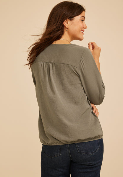 Maurices Atwood 3/4 Bubble Hem Blouse