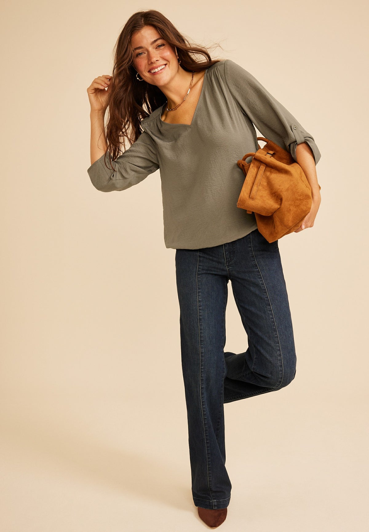 Maurices Atwood 3/4 Bubble Hem Blouse