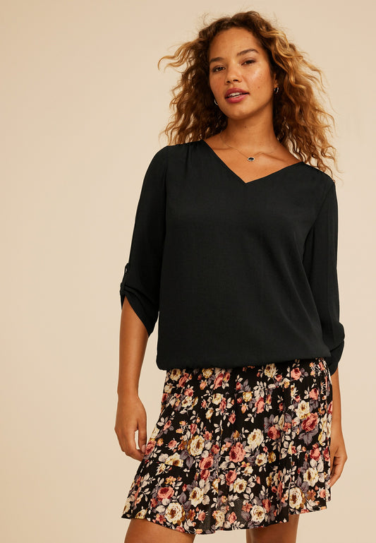 Maurices Atwood 3/4 Bubble Hem Blouse