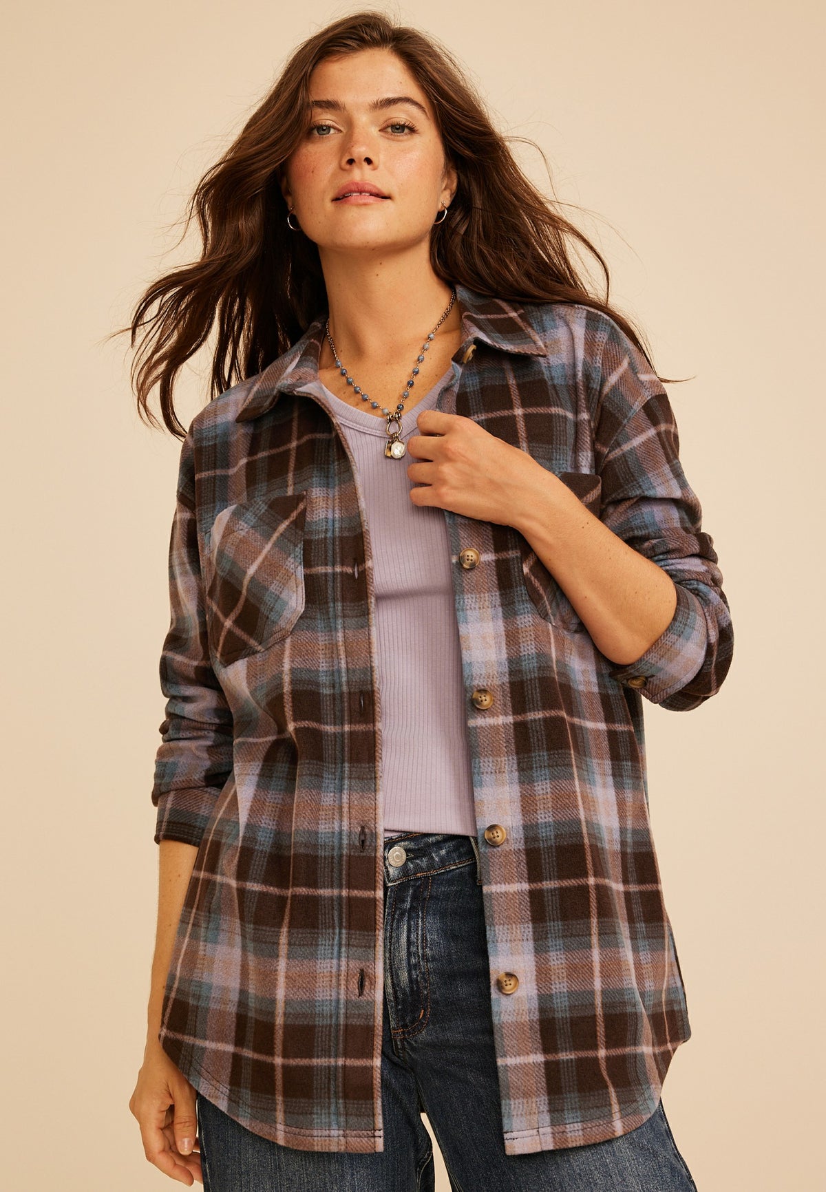 Maurices Wilder Plaid Fleece Shacket