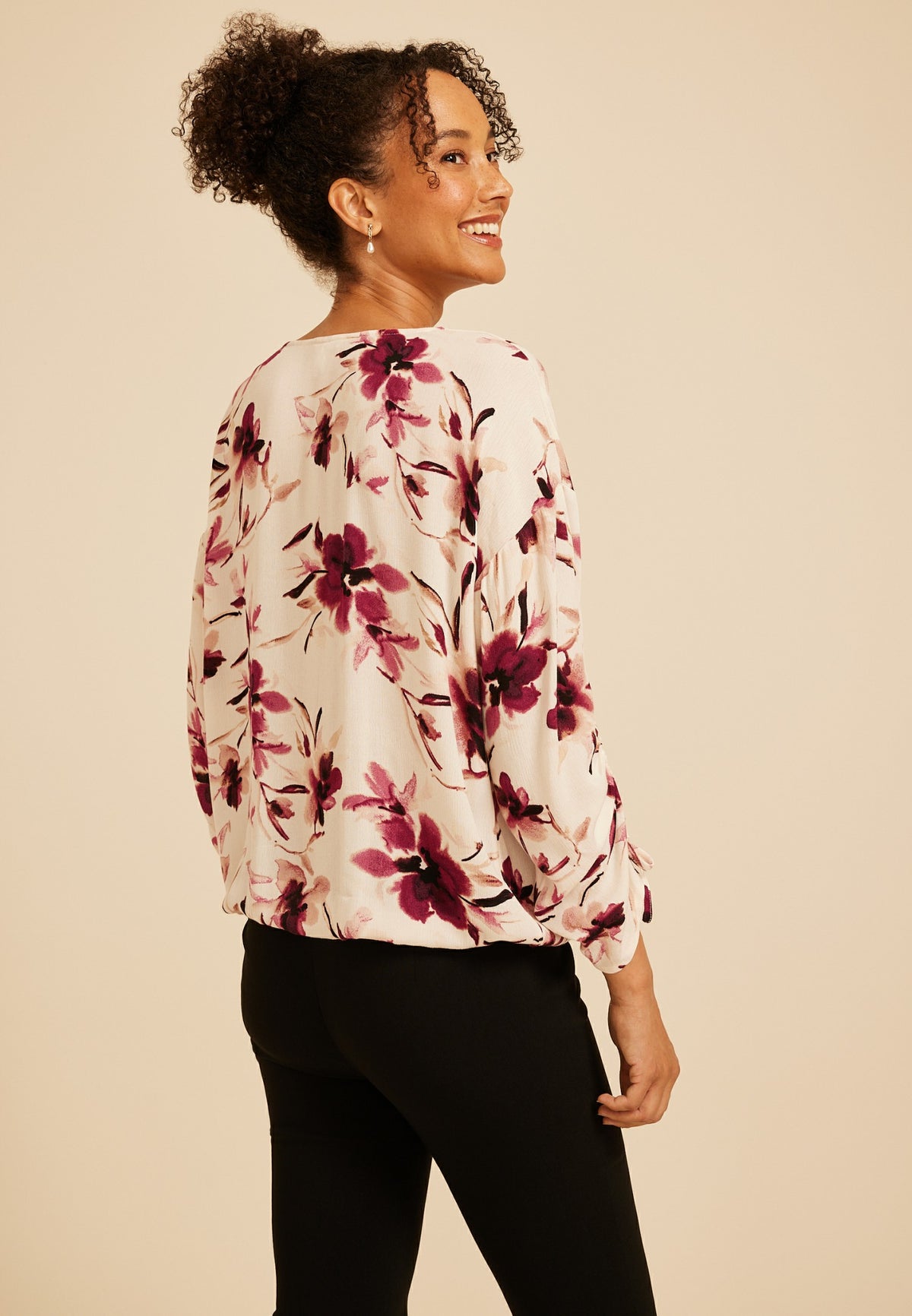 Maurices Floral Cinched Sleeve Blouse