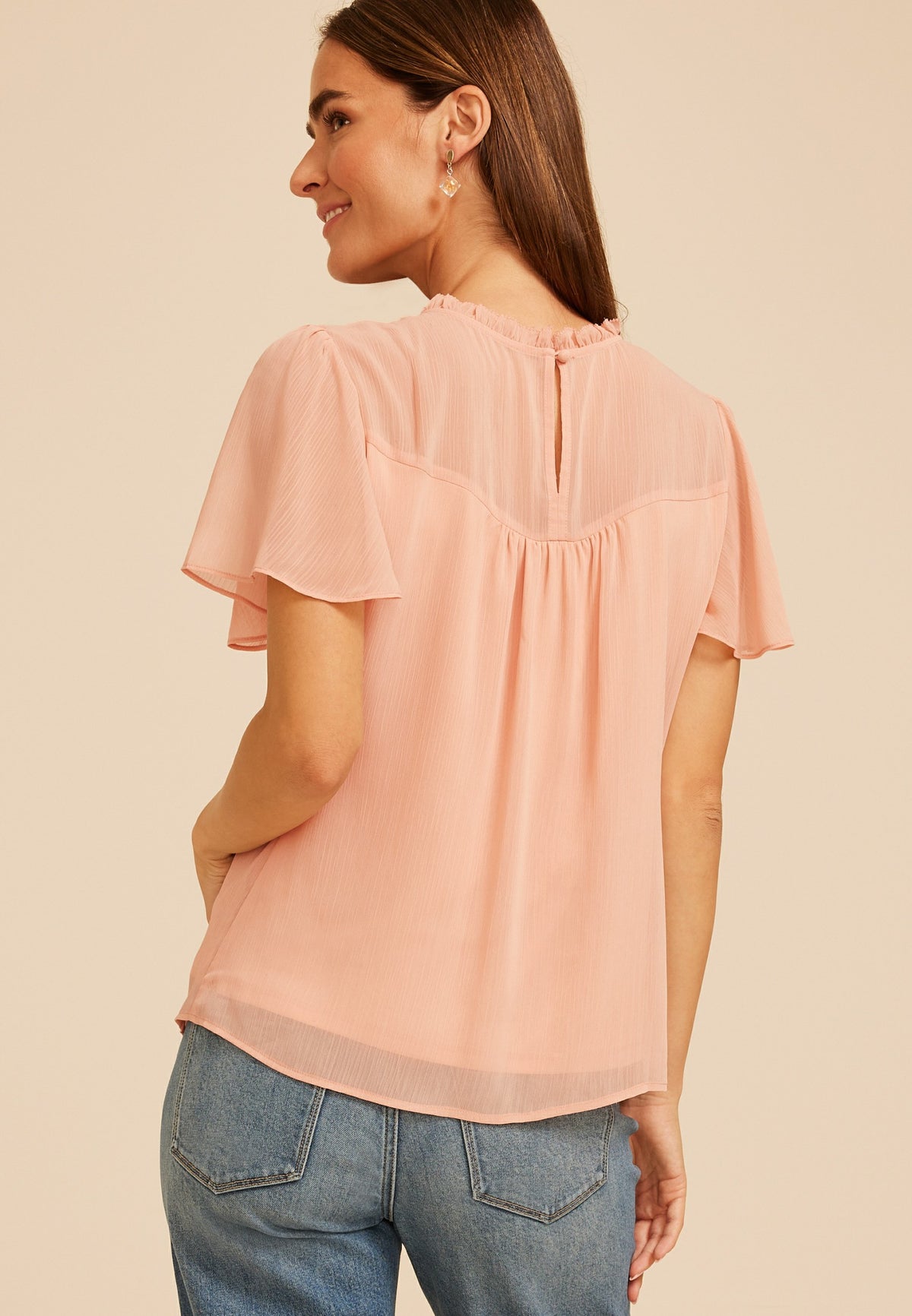 Maurices Floral Applique Flutter Sleeve Blouse