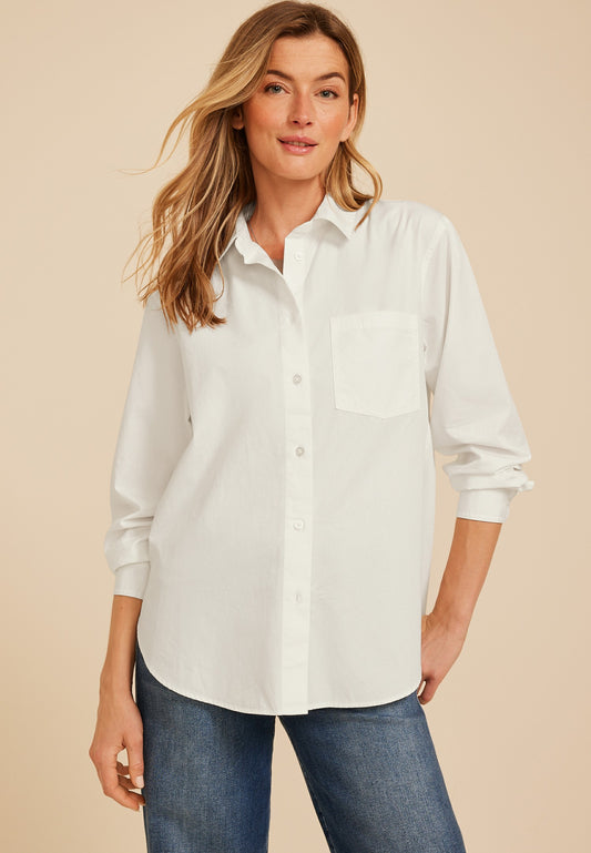 Maurices White Button Down Poplin Shirt