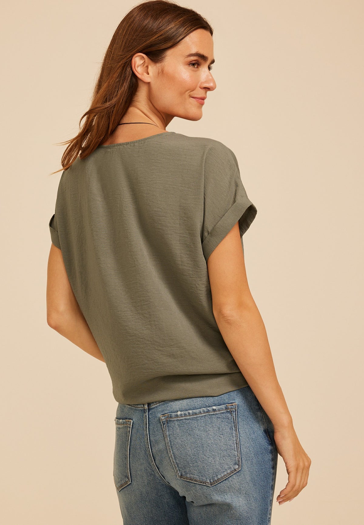Maurices Knot Hem Short Sleeve Blouse