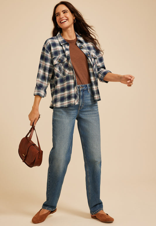 Maurices Plaid Utility Button Down Shirt