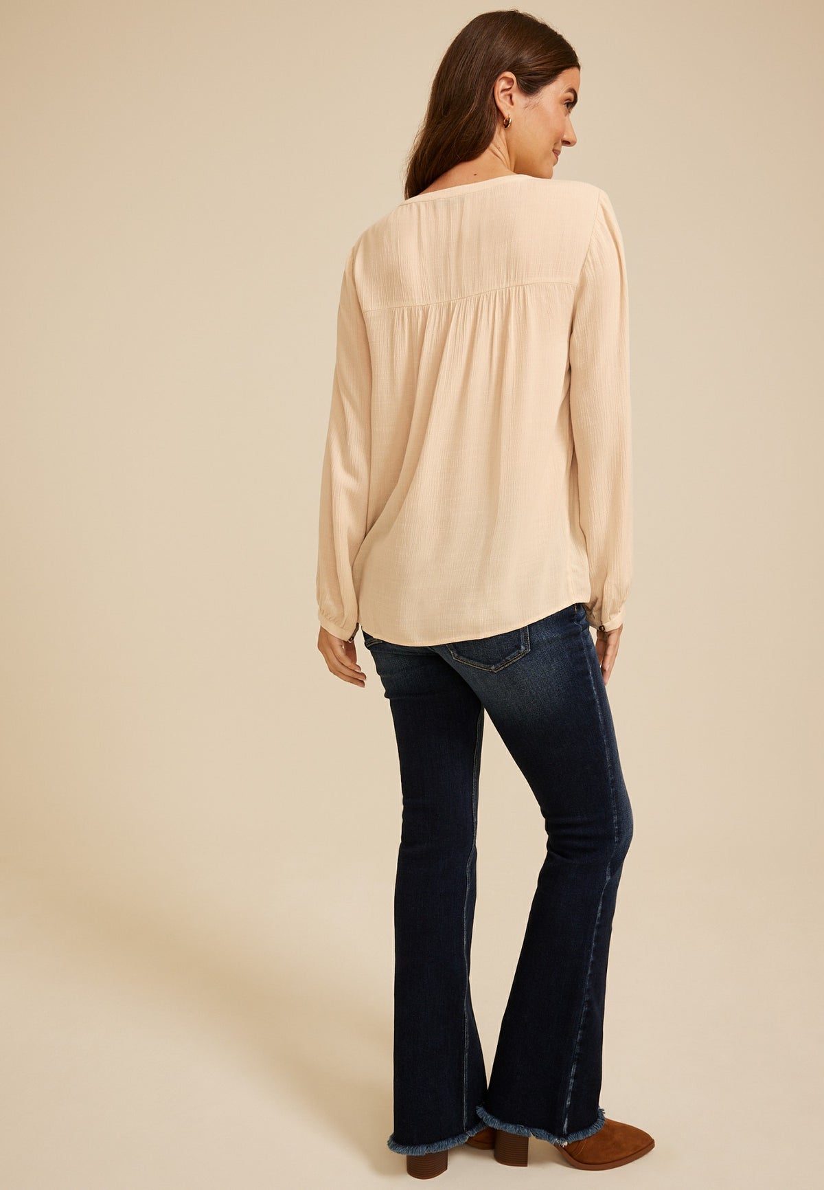 Maurices Studio Y Embroidered Beaded Peasant Blouse