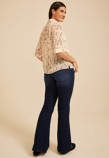 Maurices Snake Print Chiffon Utility Blouse