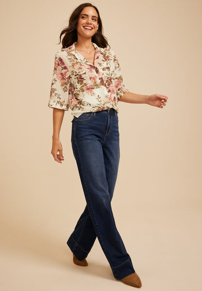 Maurices Floral Chiffon Utility Blouse
