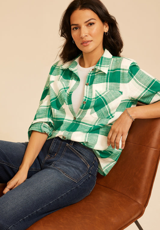 Maurices Classic Plaid Button Down Shirt
