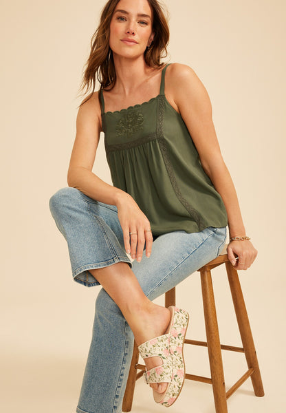 Maurices Embroidered Yoke Tank Top