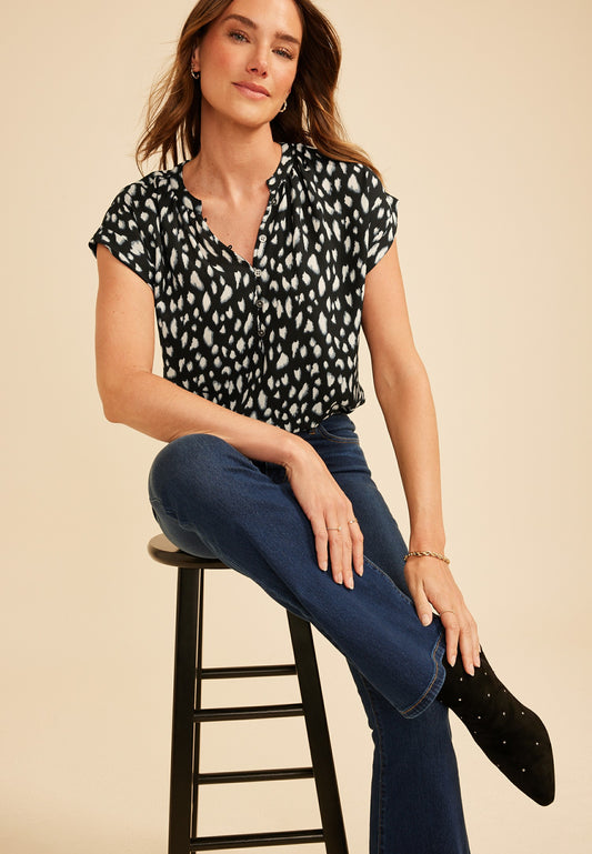 Maurices Delton Printed Henley Blouse