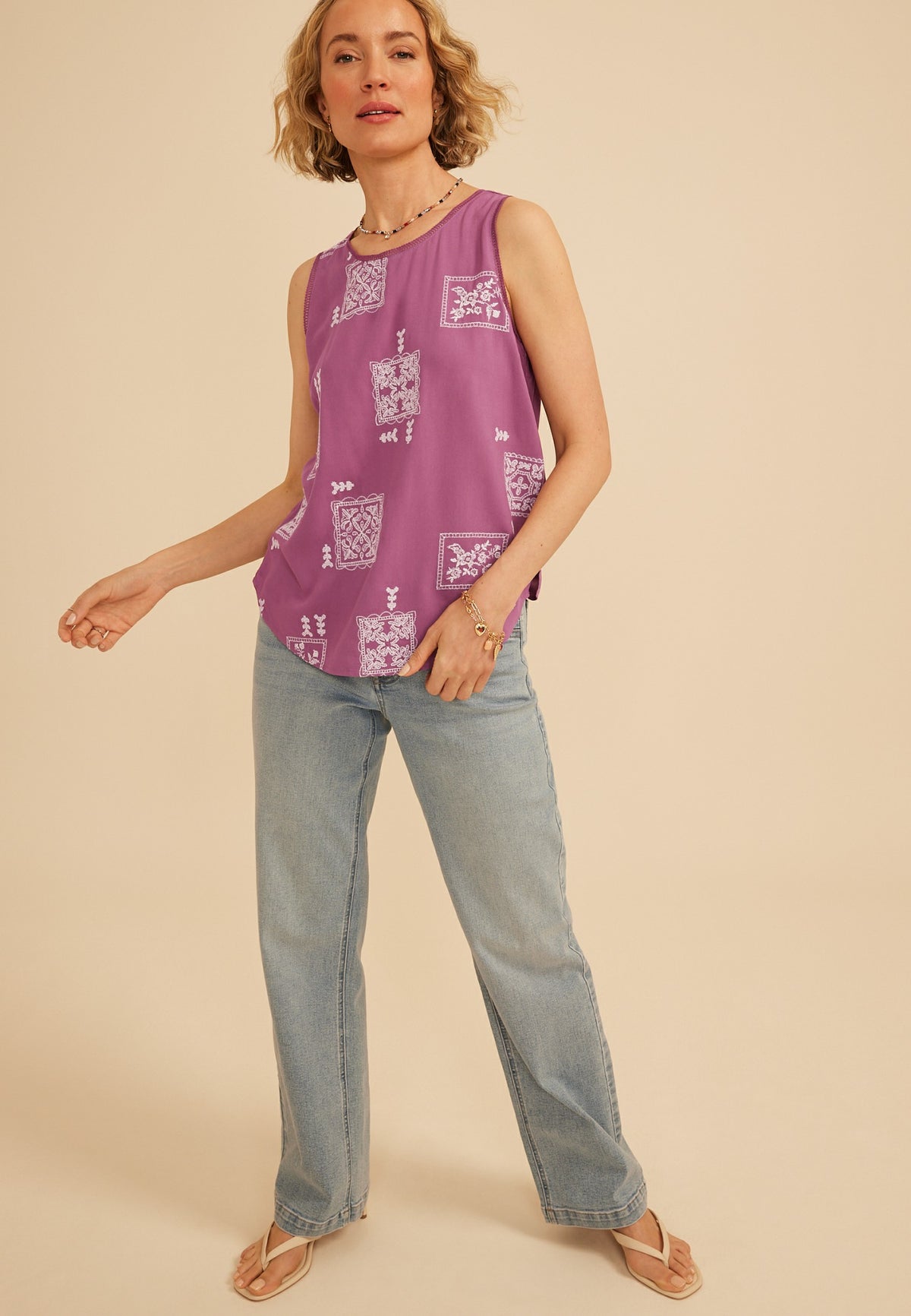 Maurices Embroidered Ladder Trim Tank Top