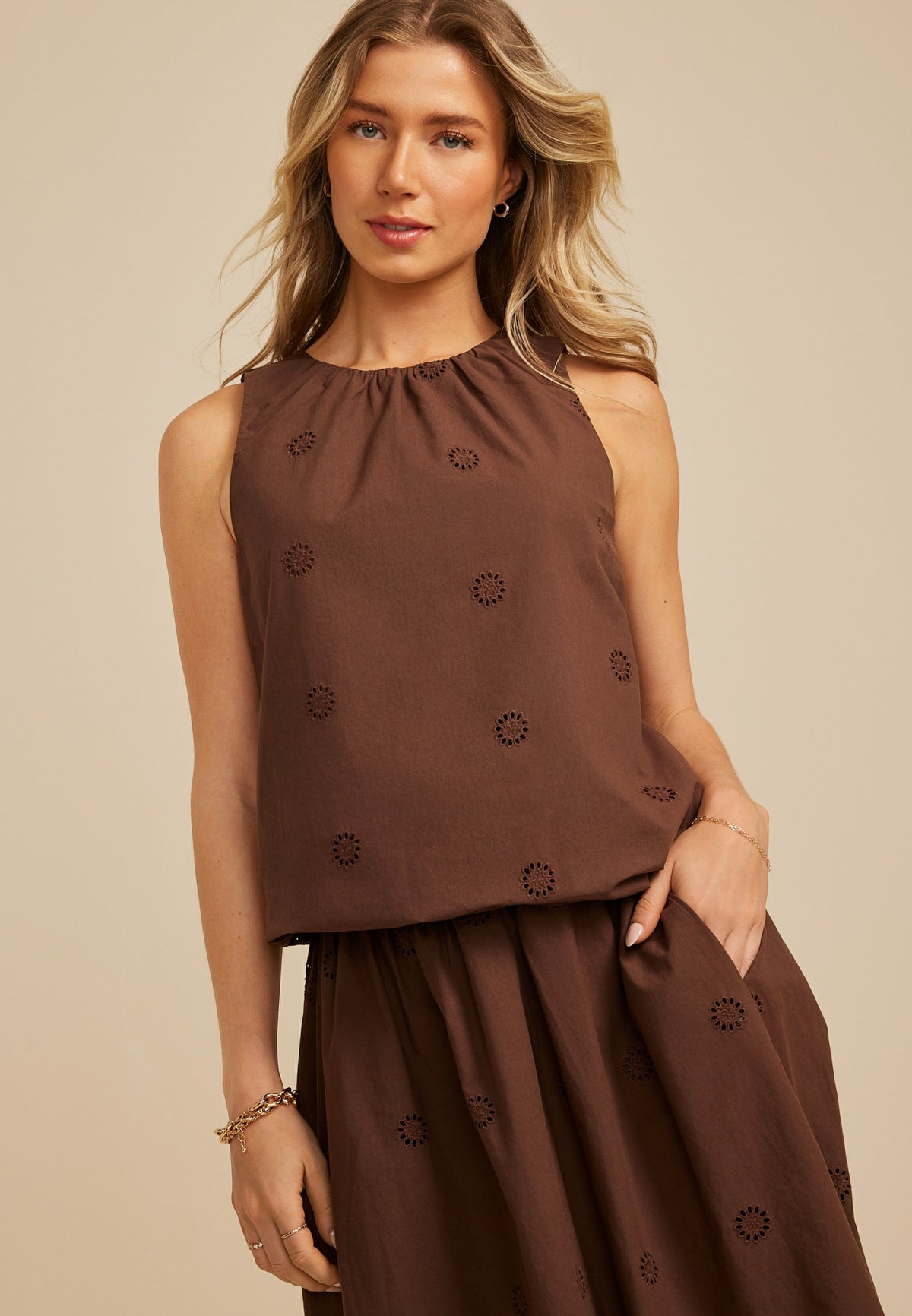 Maurices Eyelet Bubble Hem Tank Top