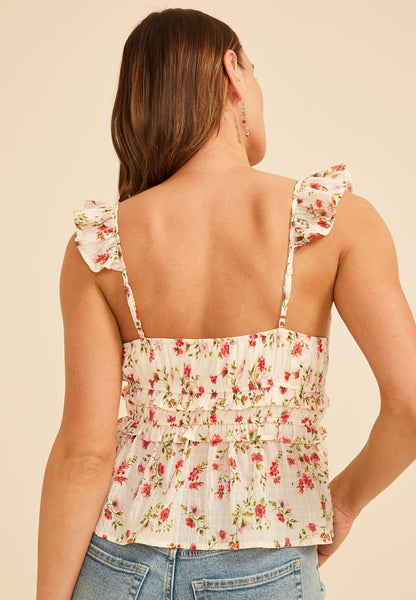 Maurices Band Of The Free Floral Ruffle Trim Tank Top