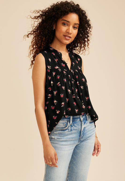 Maurices Floral Button Front Tank Top