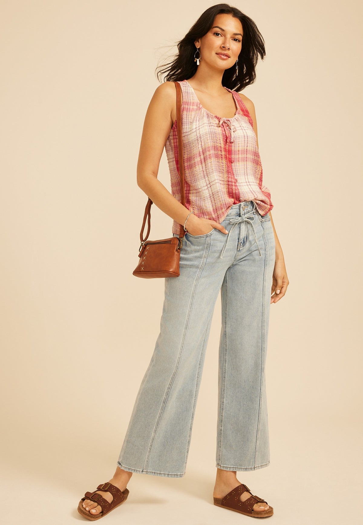 Maurices Plaid Button Front Tank Top