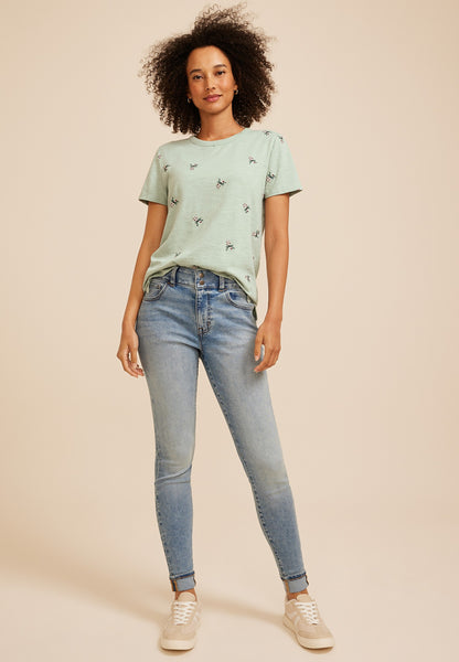 Maurices 24/7 Dawson Candy Cane Embroidered Crew Neck Tee