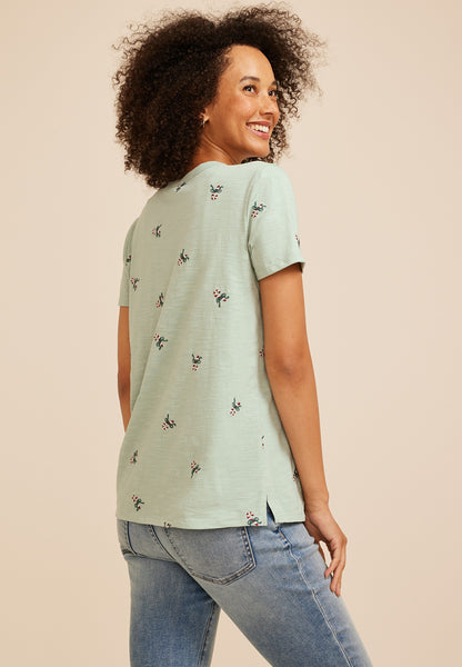 Maurices 24/7 Dawson Candy Cane Embroidered Crew Neck Tee