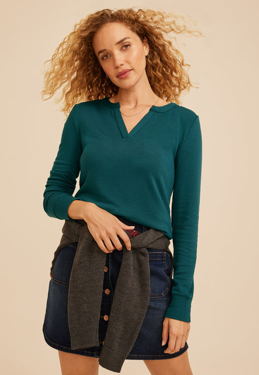Maurices Brushed Split Neck Henley Top
