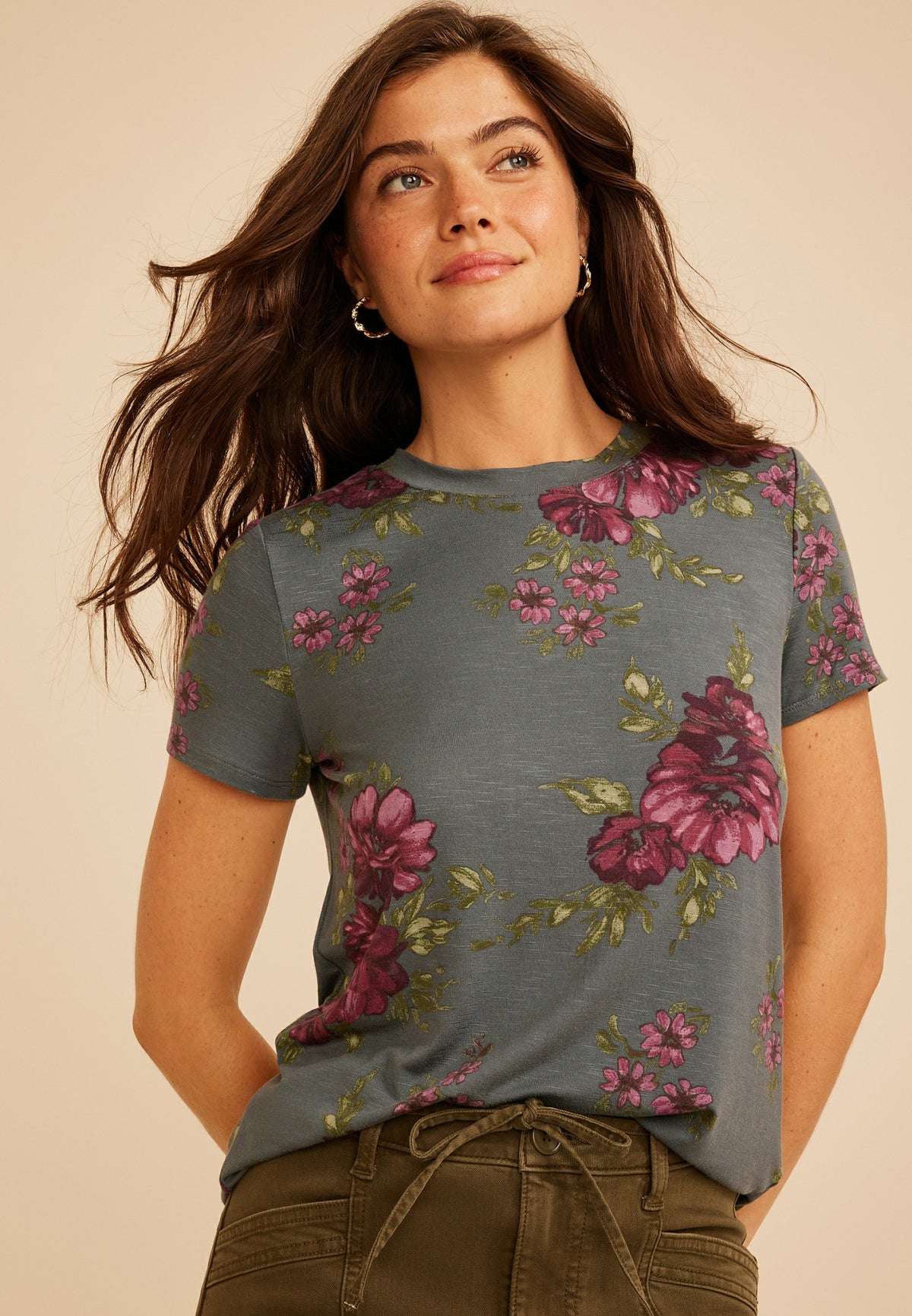 Maurices 24/7 Kennedy Floral Crew Neck Tee