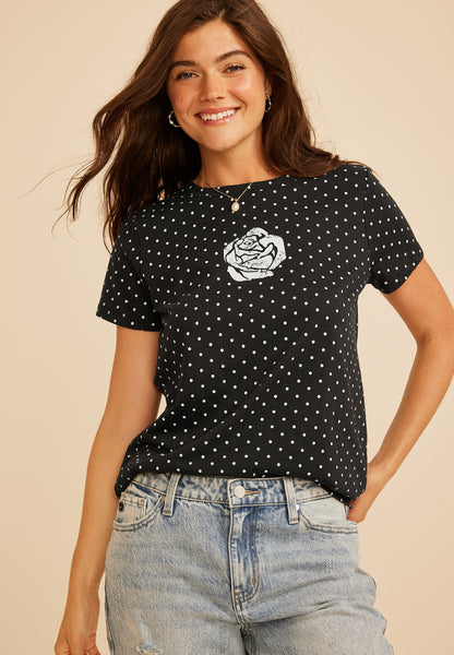 Maurices Rose Polka Dot Classic Fit Graphic Tee