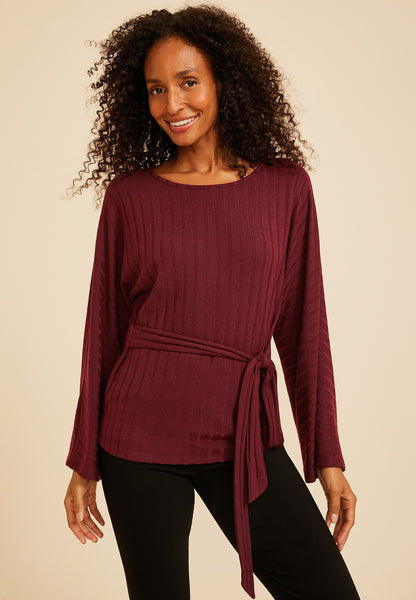 Maurices Tie Front Rib Knit Cape Blouse