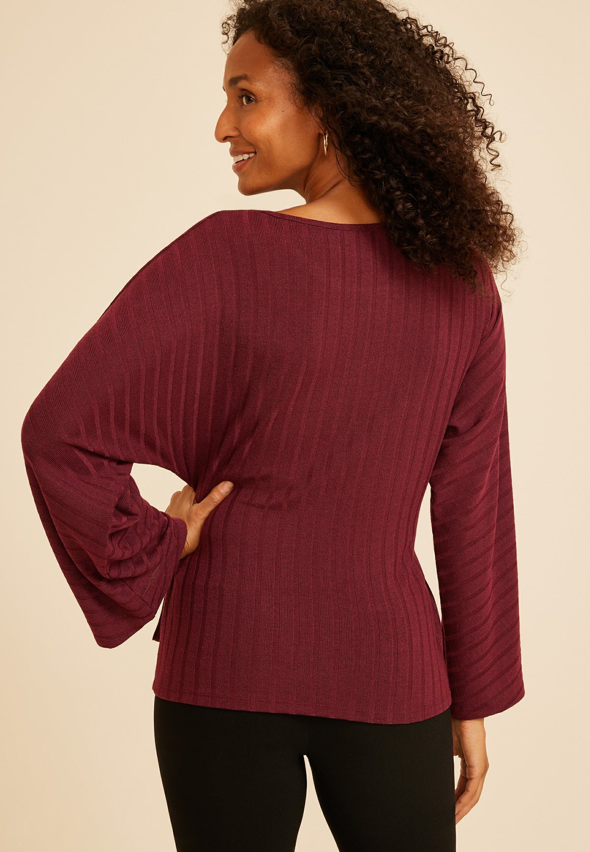 Maurices Tie Front Rib Knit Cape Blouse